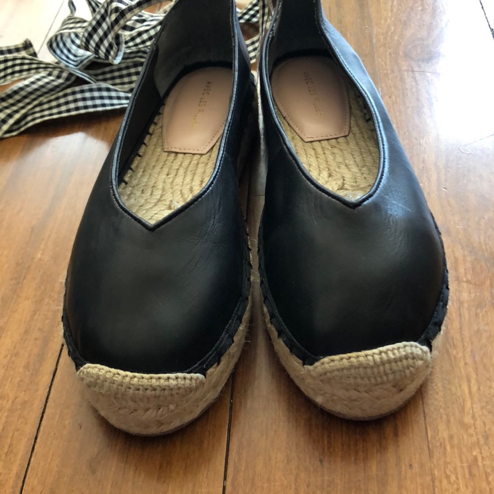 Avec Les Filles ribbon Tie leather espadrilles 6.5 - Picture 2 of 6